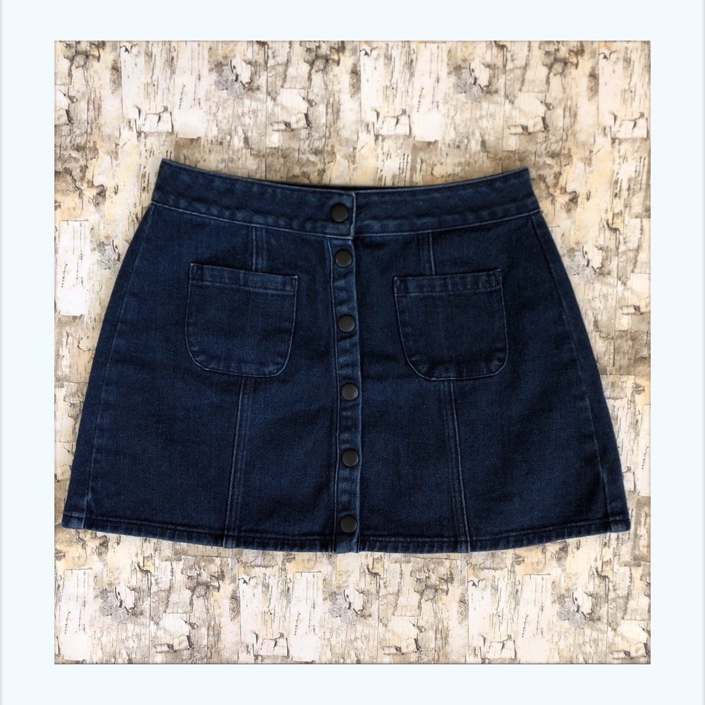 Brandy Melville Dark Denim Button down Mini Skirt